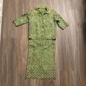 Vintage 1960s Green Lace Two-Piece Set